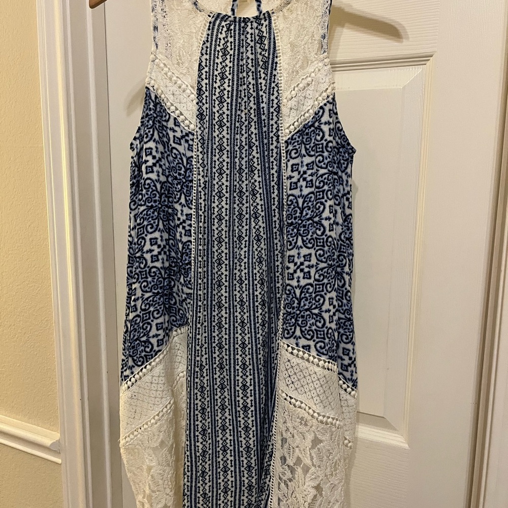 Altar'd State Blue and White Lace Dress